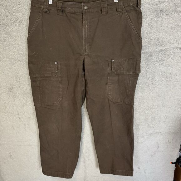 Duluth Trading Pants Mens 40x29 Brown Flex Fire Hose Chino Heavy Duty Stretch - Picture 1 of 13